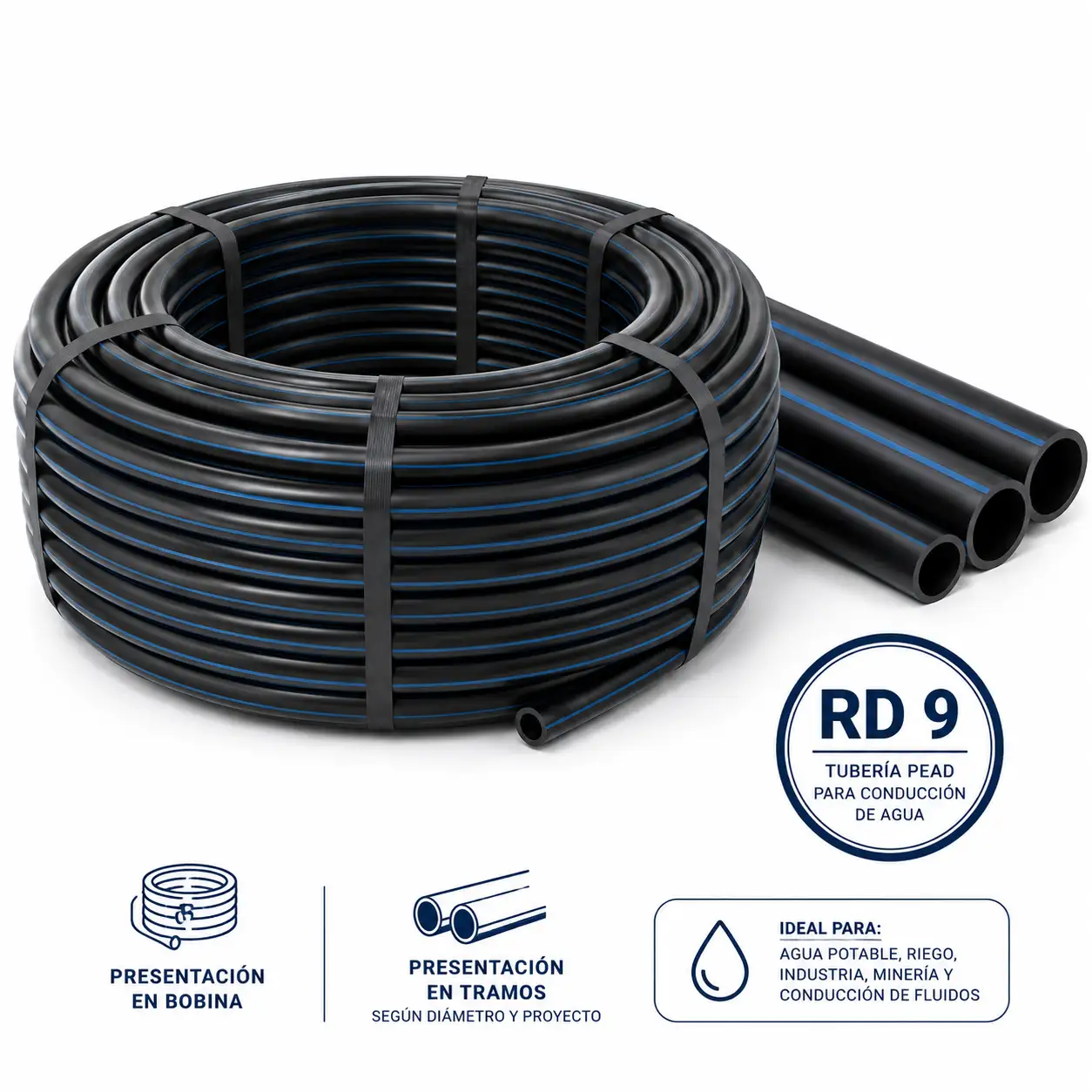 tuberia pead rd 9 polietileno marca wavin amancoen presentación tubo o manguera en mexico a la venta